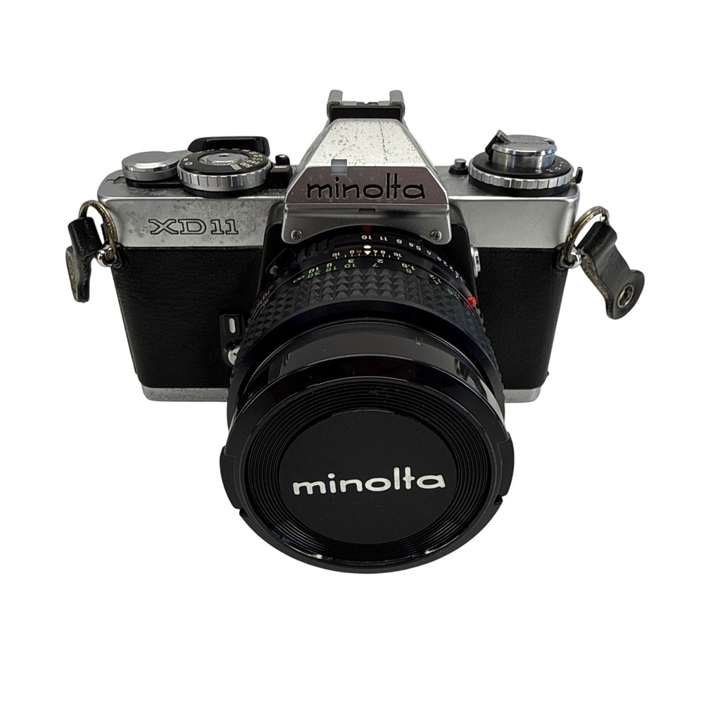 Minolta XD11 35mm SLR Film Camera Chrome with MD Rokkor-X 50mm 1.7 Lens and Box